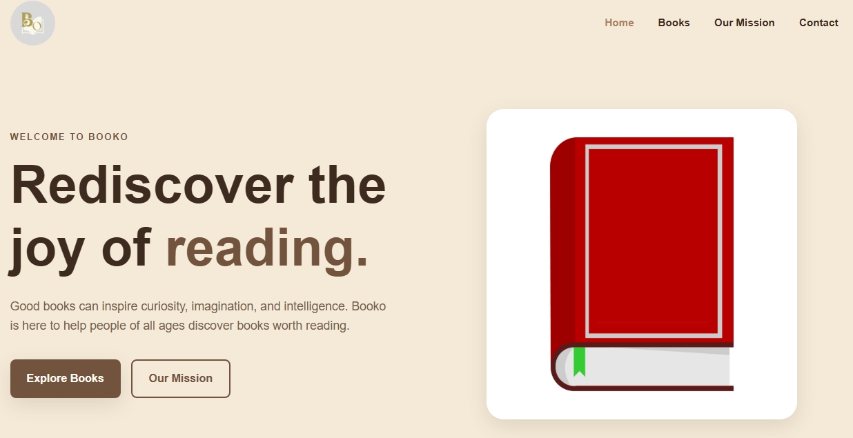 Preview of the BOOKO e-commerce website